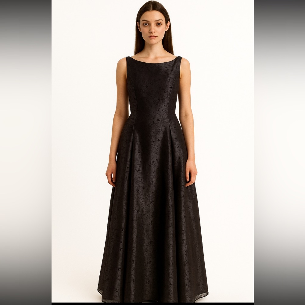 Roberta Navy Silver Long Formal Dress Y2K Vintage Size 7/8 Juniors